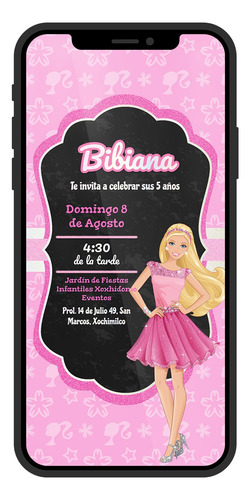 Invitación Digital Barbie Pizarra