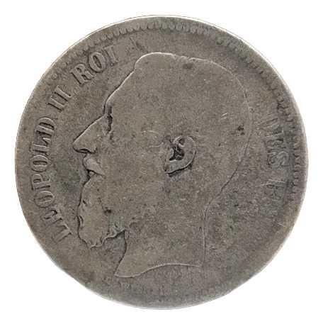 Antigua Moneda De Plata 2 Francos Bélgica 1868 Km# 30.1 (Usado)