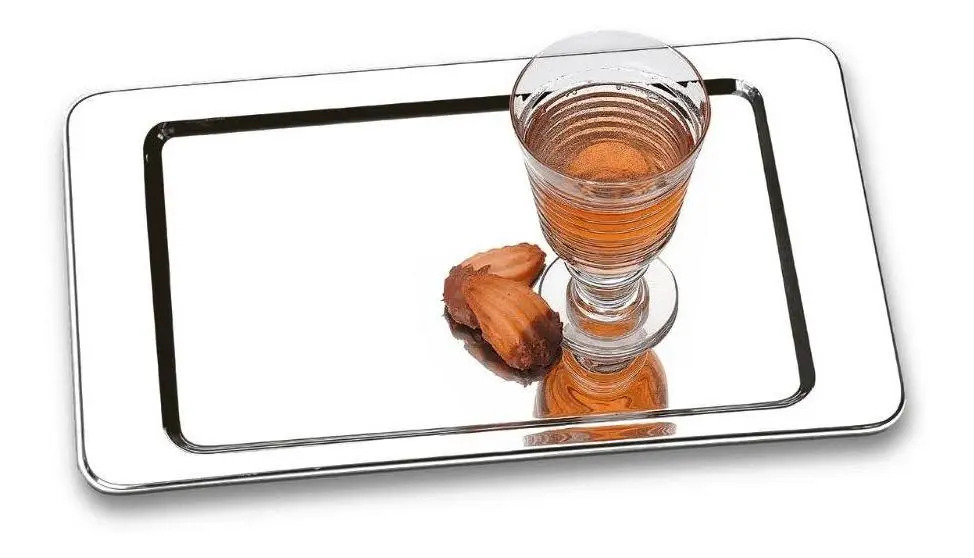 Bandeja Para Servir Brinox Atina 37 X 23 Cm Aço Inox Cor Cinza