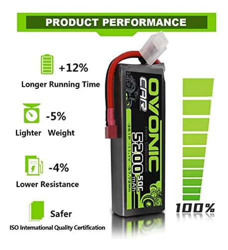 Ovonic Batería Lipo 5200mah 50c 11.1v 3s Rc Batería Con Y Rc