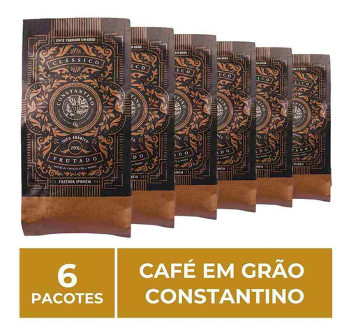 6 Pacotes De 250g, Café Em Grão, Constantino