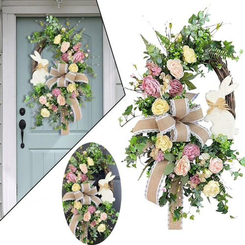 Corona De Flores De Pascua, Decoración De Pared, Puerta