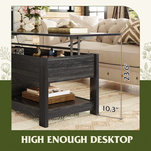 Mesa Auxiliar Elevable 47 Pulgadas Con Compartimento Oculto