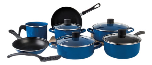 Bateria De Cocina Clásica De Peltre 12 Piezas Cinsa Azul