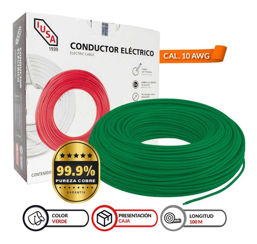 Alambre Thw-ls/thhw-lscerohs 10awg Verde