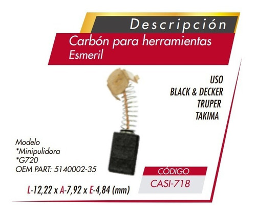 Imagen 1 de 1 de Carbon Casi-718 Taladro Y Esmeril Truper Takima Pretul