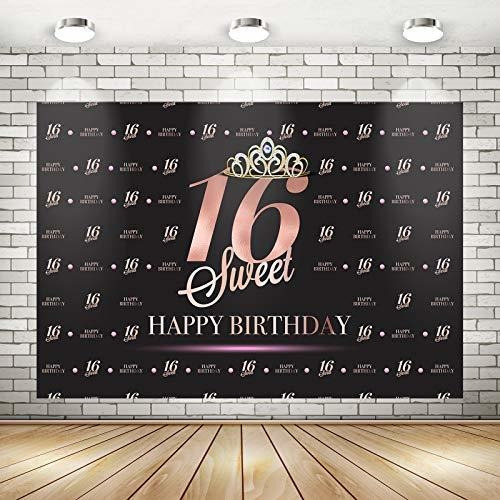 Decoraciones De Telón De Fondo De Feliz Cumpleaños Número 16