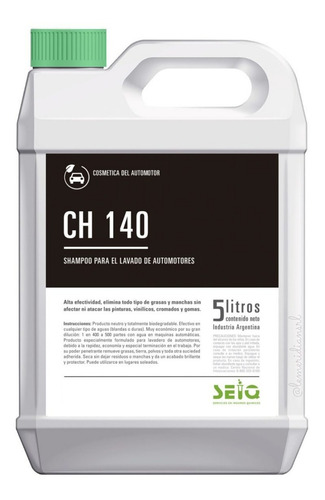 Shampoo Lavado Automotores Ch 140 Seiq Bidón 5 Lts