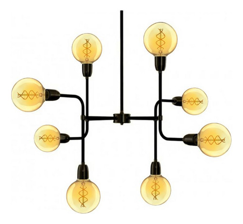 Colgante Manhattan 8 Luces Negro 8xe27 Moderno...