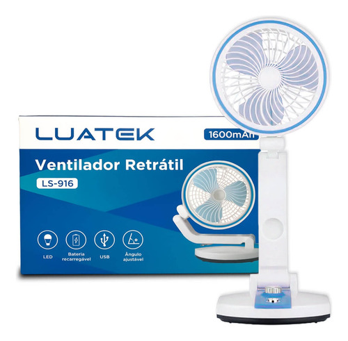 Ventilador Retratil Portatil Led Central