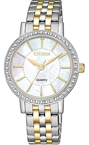 Citizen Women's Quartz Steel El3044-89d ........... Dcmstore Color de la correa Plata y Oro Color del bisel Plata Color del fondo Madre Perla