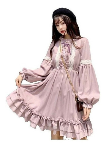 Vestido Lolita De Encaje Japonés Para Mujer