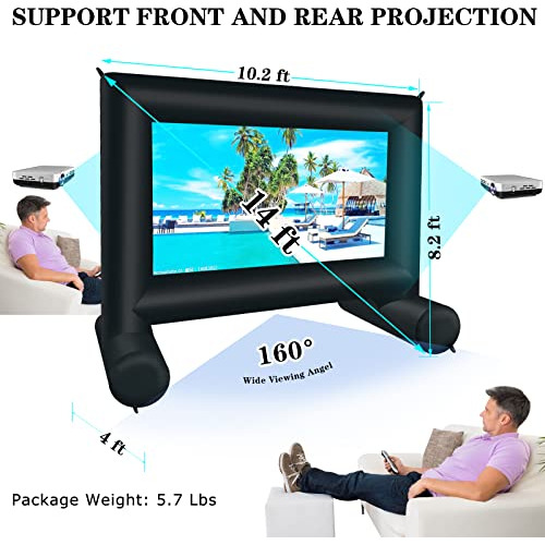 Pantalla De Proyector Inflable De 14 Pies Exteriores, P...