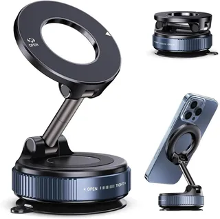 Suporte Celular Carro Magnético Rotativo 360° Dobrável Ventosa Eletro Mex Preto