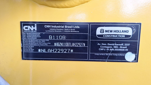 Carregadeira New Holland B110b 2020 4x4 Caç.1m3 7.2t.1º Dono