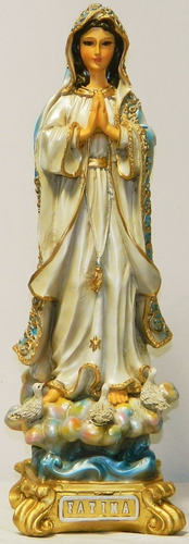 Virgen De Fatima Ojos De Vidrio Artesania De Resina 60x19cms