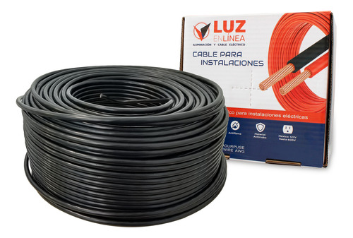 Cable Eléctrico Calibre 8 Caja Con 100m Thw Negro, Marca Luz En Linea, Modelo Lel-c08-n