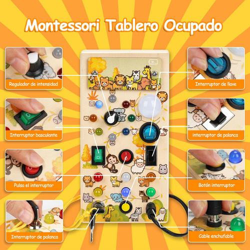 Tablero Ocupado Con 8 Interruptores Led Juguete Sensorial