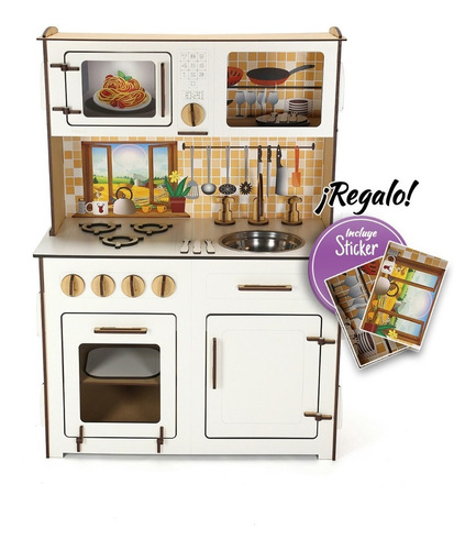 Cocina De Madera Para Chicos Cocinita De Juguete Infantil Color Blanco