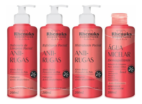 Kit Skin Care Tratamento Facial Anti Rugas 4 Peças Rhenuks