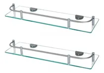 Comprar Pack X2 Estantes Repisa De Vidrio Organizador De Ducha 40cm Rectangular Baño Con Baranda Acero Inoxidable Estante Ducha Shampoo Levys Bazar