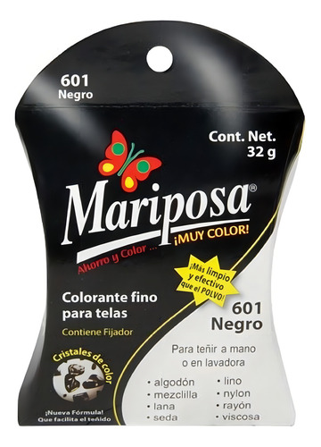 Colorante Para Telas Mariposa En Cristales 32gr Negro