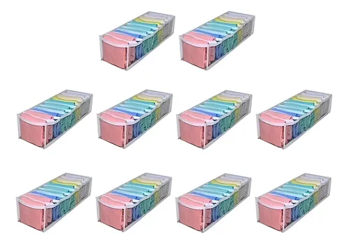 Kit 10 Organizadora De  Gavetas Para Roupas Do Bebê 15x40x10 Pvc Cristal