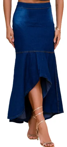 Saia jeans longa evangelica mercado best sale livre