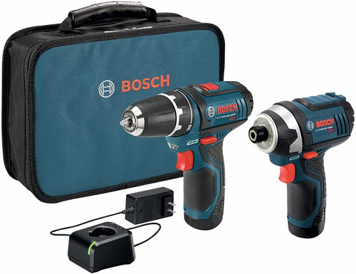 Kit Taladro Y Desarmador Bosch Inalámbricos 12v Con Cargador Color Azul