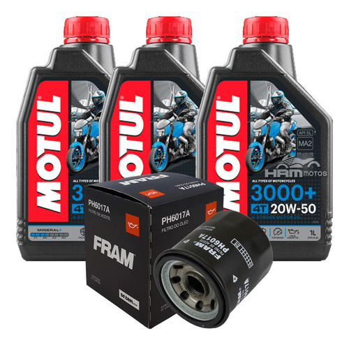 Kit Filtro De Óleo Kawasaki + 3 Lts Motul 3000 20w50