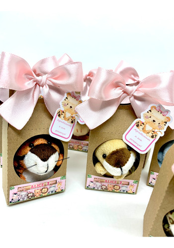 Lembrancinha Personalizada Safari Rosa Pelúcia 6cm 10 Kits