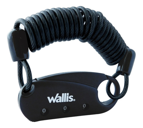 Candado Combinación Gancho Cable 3 Discos Negro Wallis