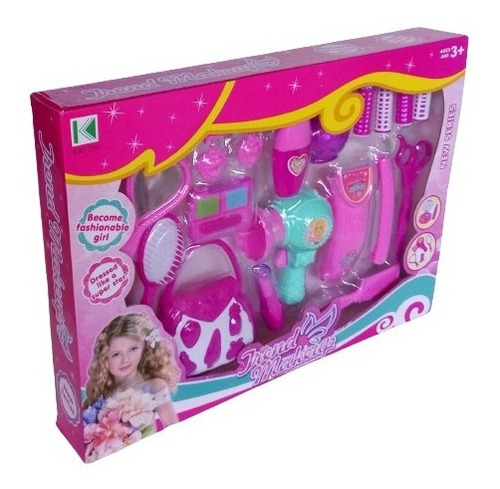 Imagen 1 de 5 de Set De Peluquería Accesorios De Belleza De Juguete 18 Piezas