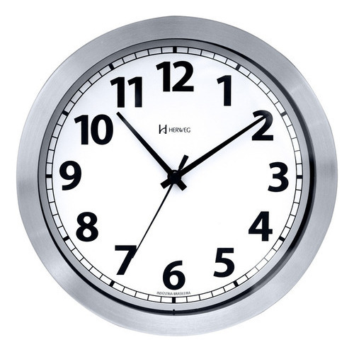 Relógio Silencioso Parede Sweep 25 Cm Aluminio Herweg 6714s