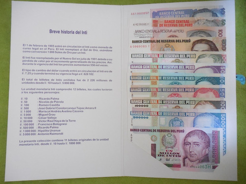 Imagen 2 de 5 de Coleccion Billetes Originales De La Familia Del Inti Bcrp