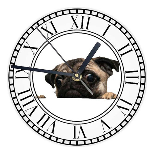 Reloj Redondo Madera Brillante Cachorros Mod 67
