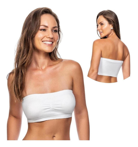 Imagem 4 de 5 de Kit 3 Top Faixa Modelo Tomara Que Caia Sutiã Sem Costura