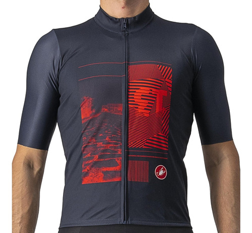 Camisa Ciclismo Castelli Men - 13 Screen - Savile Blue/red -