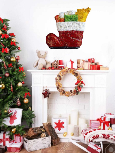 Bota Navideña Grande Colgante Decoración Navidad 26 Cm