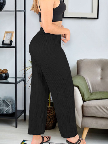 Pantalón Corte Recto Pata Elefante Cómodo Casual Moderno
