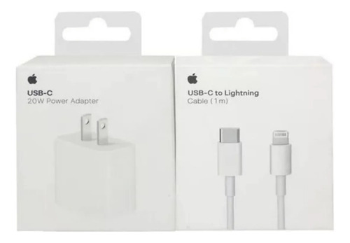 Cargador Apple 20w Tipo C + Cable Usb-c A Lightning