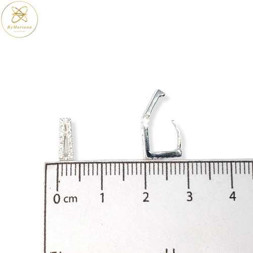 Imagen 3 de 7 de Aros Plata Argolla Cuadrada Micro Pave 10 X 10mm