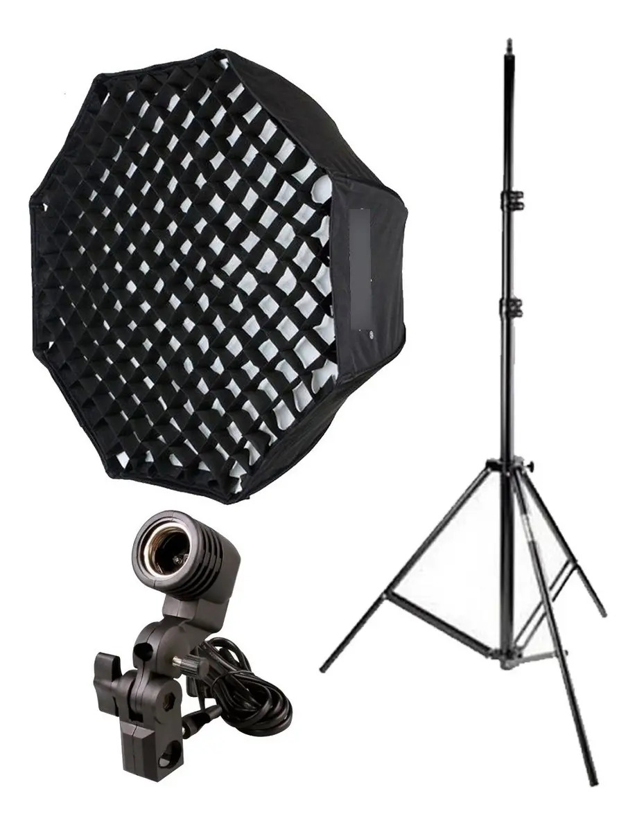 Kit Softbox Godox 80cm Grid Tripé Suporte Lâmpada