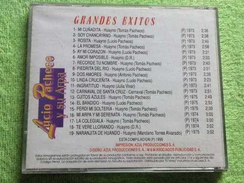 Eam Cd Grandes Exitos De Lucio Pacheco Y Su Arpa 1995 Huayno