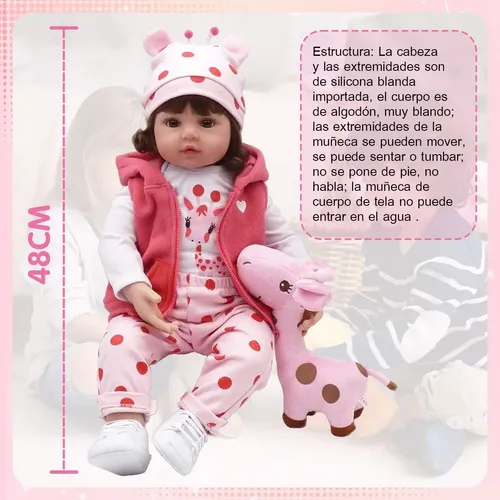Zero Pam Bebé Reborn 48 Cm – Muñeca De Silicona Blanda Con Pelo Enraizado Y Cuerpo De Tela – Ojos Cerrados – Regalo Para Coleccionistas Y Niños +3 Años