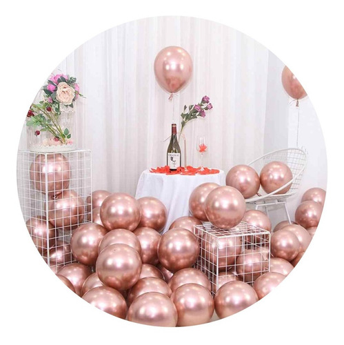 5 Globos Chrome Rosa Gold Metalizado Cromado Crome
