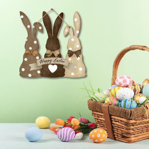 Placa Colgante De Madera De Pascua Para Puerta, Placa De
