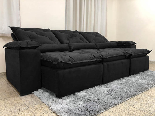 Sofá Retrátil Reclinável Athenas 2,70m (só Entrego No R J) Cor Preto