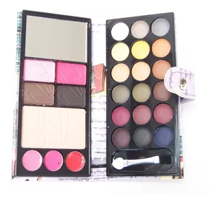 Kit Paleta De Sombras Labial Y Base Estuche Engol Maquillaje