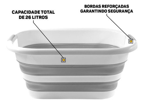 Balde Dobrável Com Alça Cesto Multiuso Retrátil 26 Litros